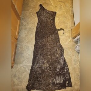 Leopard Print Strapless Maxi Dress